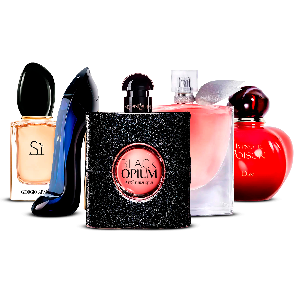 Zestaw 5 Perfum – Sì, Good Girl, Black Opium, La Vie Est Belle i Hypnotic Poison [100 ml každý]